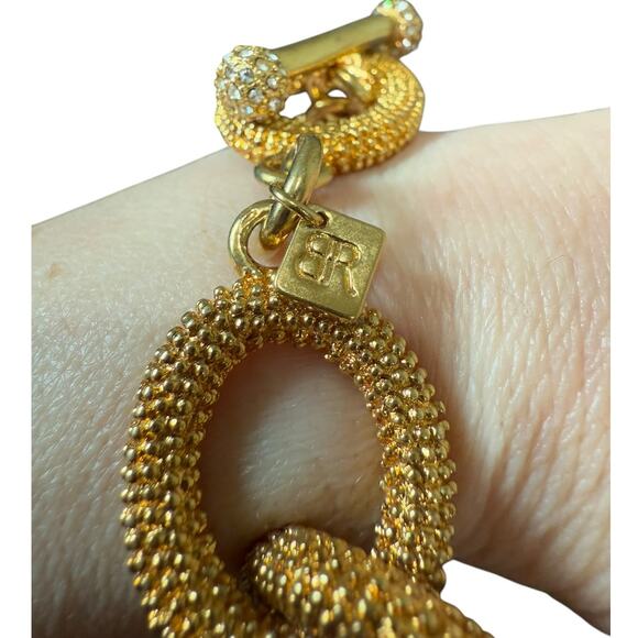 Chunky Goldtone Banana Republic Chain Link Statement Bracelet Signed Toggle Y2k - Picture 4 of 7